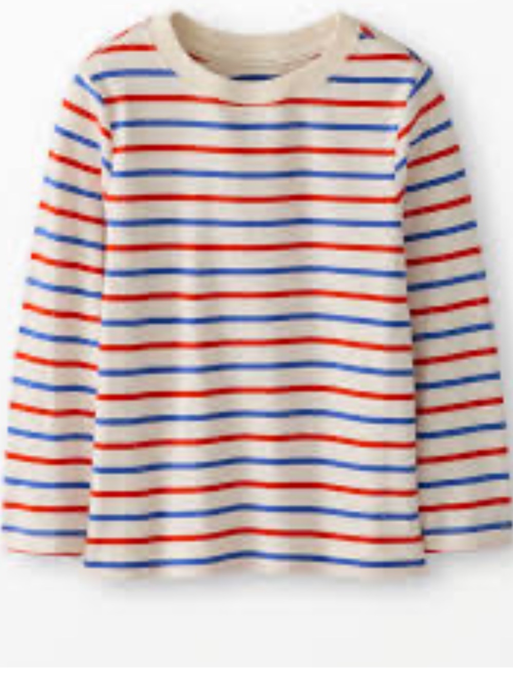 Hanna Andersson Cream Long-Sleeve Tee with Red & Blue Stripes
